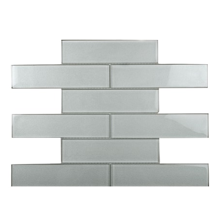 Apollo Tile Sample of White Sparkle 2X8 Subway 11.8"x11.8" Glass Mosaic Tile APLC9905EC18 Sample